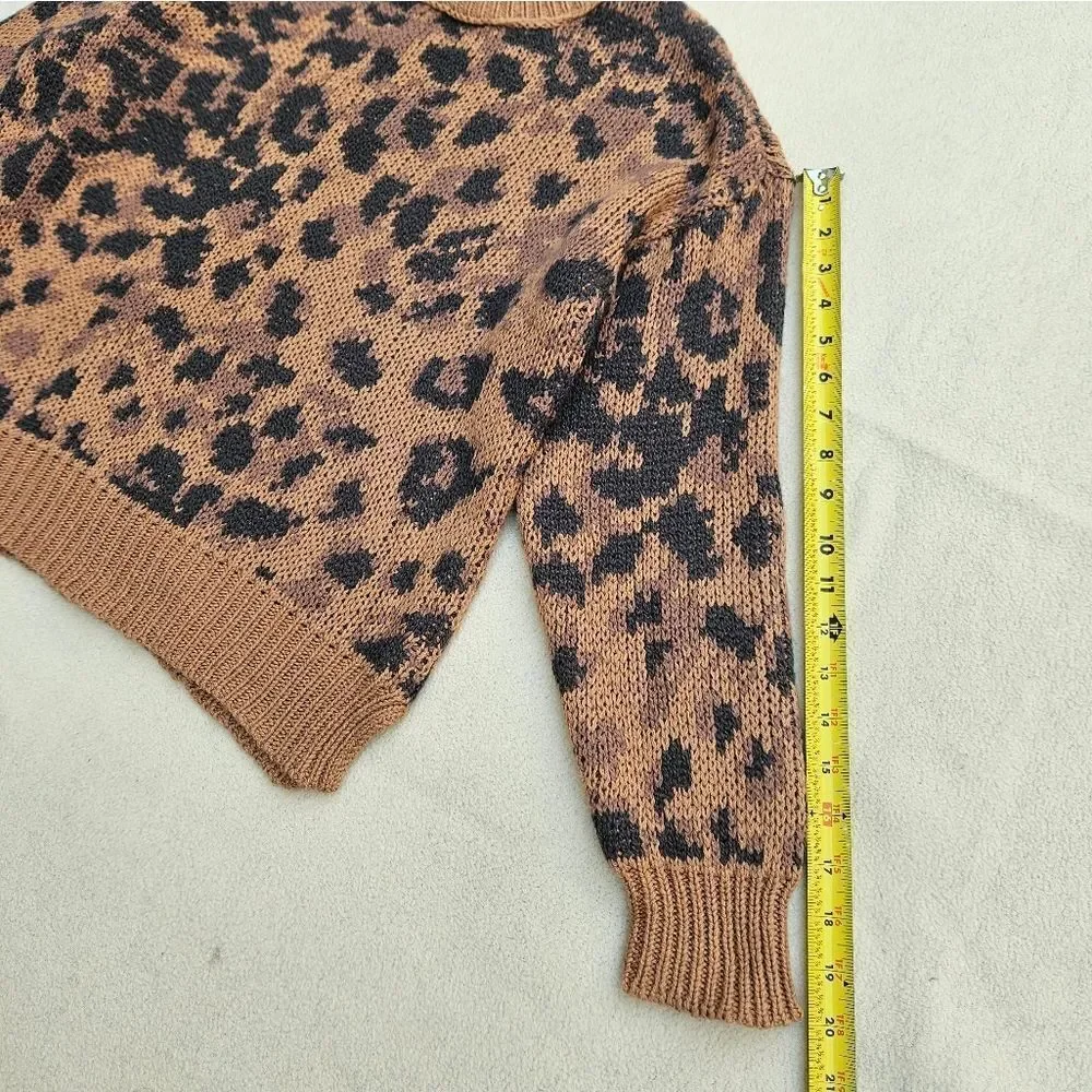Aerie Animal Print Oversized Long Sleeve Crew Neck Sweater Size XS